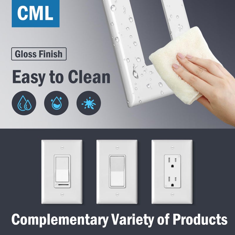 CML Hardware CML Jumbo Decorator Wall Plate, 6 Pack Oversized Electrical Outlet Receptacle Covers, 1-Gang White Switch Plates, Over-Size 3.5â€ x 5.5â€, Impact Resistant, ETL Listed - Image 4