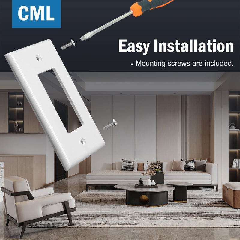 CML Hardware CML Jumbo Decorator Wall Plate, 6 Pack Oversized Electrical Outlet Receptacle Covers, 1-Gang White Switch Plates, Over-Size 3.5â€ x 5.5â€, Impact Resistant, ETL Listed - Image 5