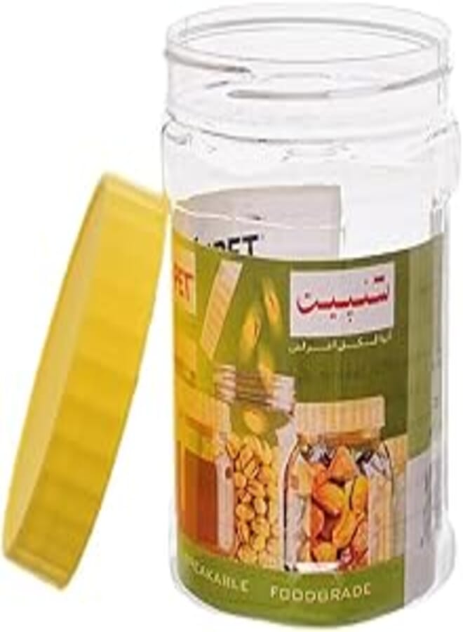 Sunpet hexagonal jar 400 ml transparent with a yellow lid
