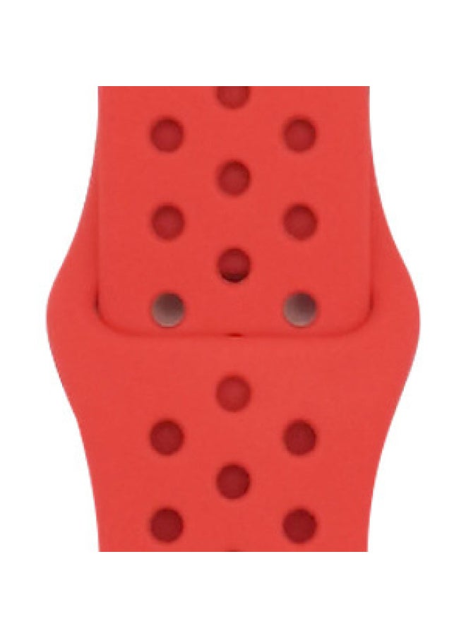 Generic - Suitable For Apple Two-color Silicone Nike Strap Nike Hole Apple Iwatch Breathable Sports Watch Strap-Color:56 Red + Red-Specifications:38/40/41mm-L - Image 1