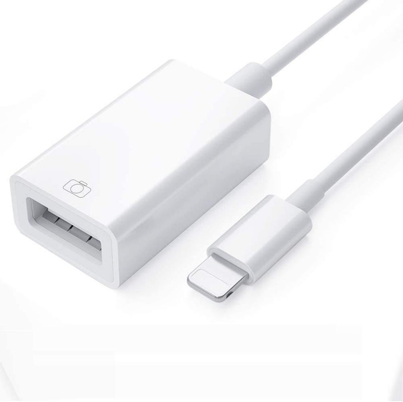 rts rts iPad iPhone, OTG Cable for USB Camera Adapter Compatible with iPhone 11 X Max 8 7 6 Plus iPad Mini Air, Support USB Flash Drive, Keyboard, Mouse, Card Reader, Hub, MIDI iOS 9.2 to 13 Plug and Play - Image 1