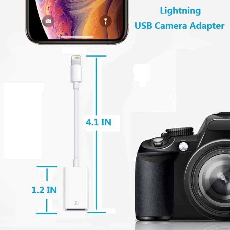 rts rts iPad iPhone, OTG Cable for USB Camera Adapter Compatible with iPhone 11 X Max 8 7 6 Plus iPad Mini Air, Support USB Flash Drive, Keyboard, Mouse, Card Reader, Hub, MIDI iOS 9.2 to 13 Plug and Play - Image 3