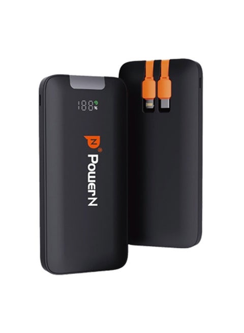 PowerN Power Bank with a capacity of 10,000 mAh with Type-C and Lightning cables - PD/QC
