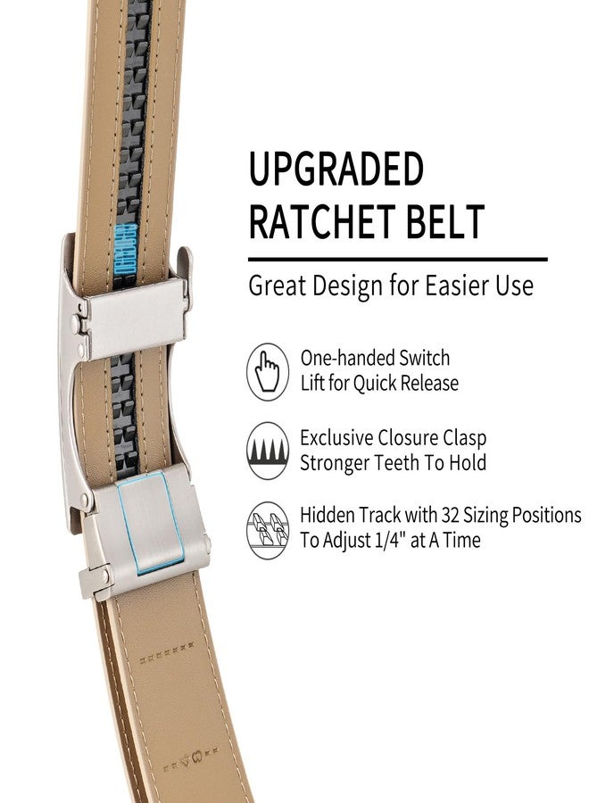 GAEKEAO Men's Belt Suede Leather Ratchet Belt for Men Micro-Adjustable Buckle for Dress, Casual & Everyday Wear, Trim to Fit - Image 5