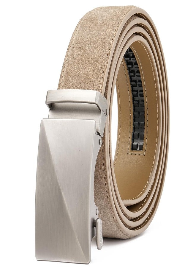 GAEKEAO Men's Belt Suede Leather Ratchet Belt for Men Micro-Adjustable Buckle for Dress, Casual & Everyday Wear, Trim to Fit - Image 1