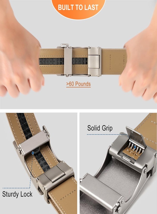 GAEKEAO Men's Belt Suede Leather Ratchet Belt for Men Micro-Adjustable Buckle for Dress, Casual & Everyday Wear, Trim to Fit - Image 4