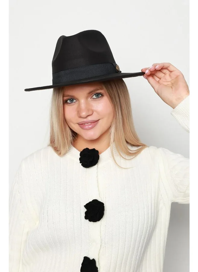 ريمسا Button Detailed Fedora Hat 1145 Black