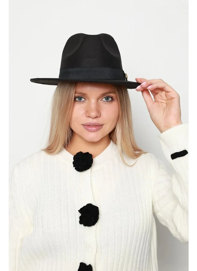 ريمسا Button Detailed Fedora Hat 1145 Black