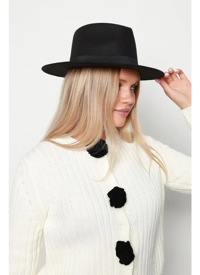 ريمسا Button Detailed Fedora Hat 1145 Black