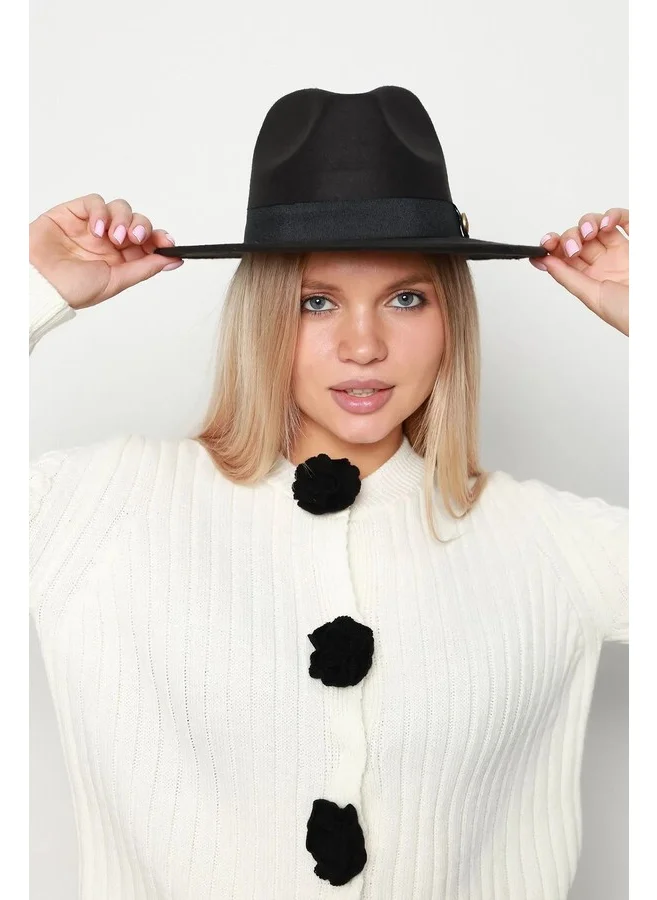 ريمسا Button Detailed Fedora Hat 1145 Black