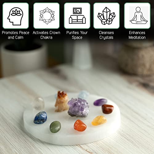 Wish Well Large Selenite Charging Plate – 6” Selenite Crystal Plate – Mined & Crafted in Morocco – Ideal for Cleansing Crystals & Healing Stones, Meditation, Reiki – Protection Crystals – Spiritual Gift & Decor - Image 4