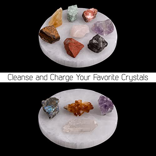 Wish Well Large Selenite Charging Plate – 6” Selenite Crystal Plate – Mined & Crafted in Morocco – Ideal for Cleansing Crystals & Healing Stones, Meditation, Reiki – Protection Crystals – Spiritual Gift & Decor - Image 3