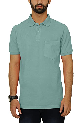 Celsius Men's Cotton Blend Half Sleeve Classic Solid Pique Polo With Pocket (3011C_Wasabi_2Xl) - Image 3