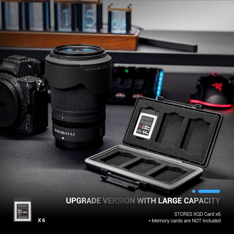 JJC حامل بطاقة XQD Cfexpress نوع B، علبة تخزين مقاومة للماء لـ 6 بطاقات تنظيمية لكاميرات Nikon Z8 Z9 Z6III Z6II Z7II Z6 Z7 D4 D850 D5 D500 D6 Fuji XH2 XH2S GFX 100II Panasonic S1 S1R GH7 GH6 DJI Ronin 4D - Image 2