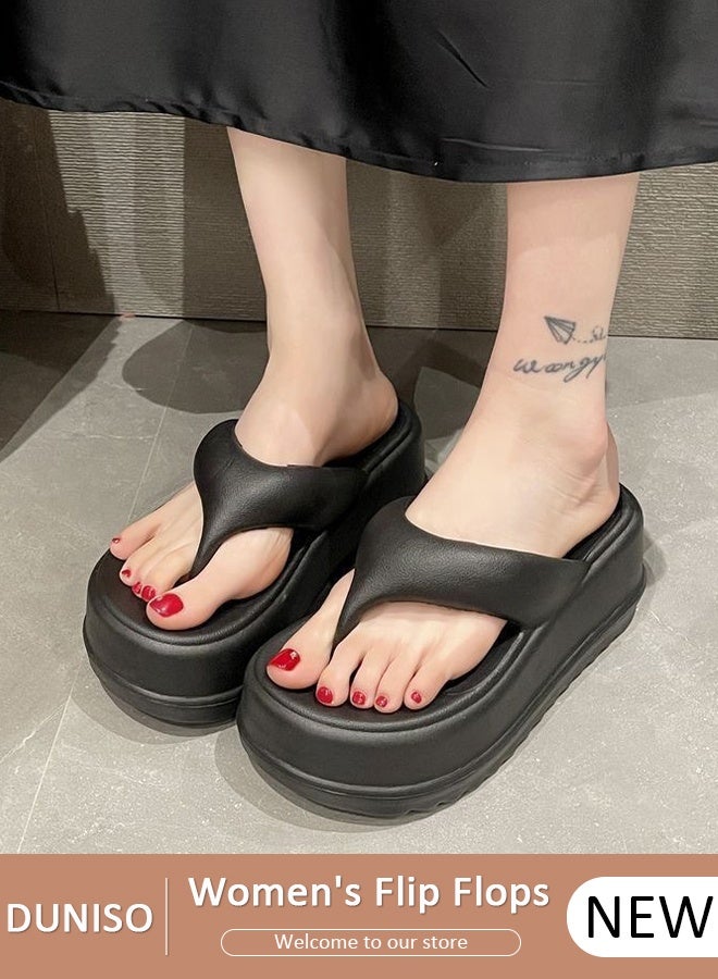 DUNISO Slippers for Women Non-slip Thick Sole Bath Slippers Soft Shower Slippers Open Toe Quick Drying Slide Sandal Beach Sandals Women's House Flip Flops for Indoor & Outdoor - Image 1