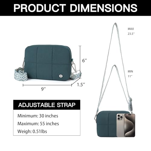 Telena Crossbody Bags for Women Crossbody Purse Lightweight Puffer Shoulder Bag for Travel Green - Image 4