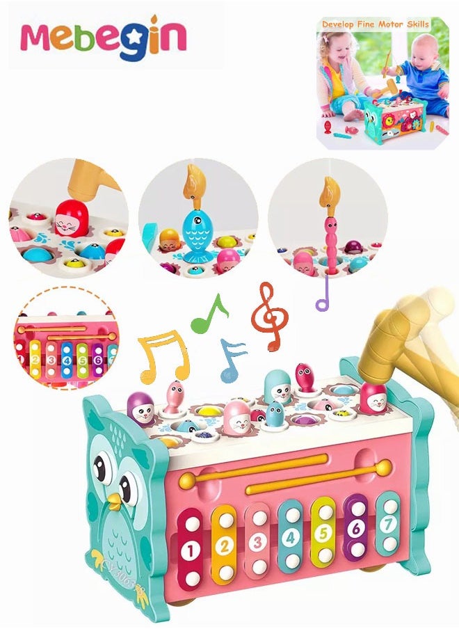 MEBEGIN 8 in 1 Montessori Toys for 1 Year Old, Boy Girl Baby Toys Hammer Pounding Toys, Toddler Toys Age 1-3 with Whack A Mole Fishing Game Xylophone Preschool Learning Toys Birthday Gift  - Image 3