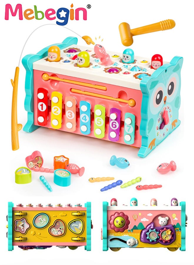 8 in 1 Montessori Toys for 1 Year Old, Boy Girl Baby Toys Hammer Pounding Toys, Toddler Toys Age 1-3 with Whack A Mole Fishing Game Xylophone Preschool Learning Toys Birthday Gift