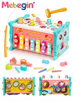 ميبيجين ألعاب الدق التعليمية ألعاب الصيد الحسية Xylophone Shape Sorter Busy Toy 8 in 1 Hexahedron متعددة الوظائف للأطفال الصغار Whack-a-Mole Activity Cube  - Image 1