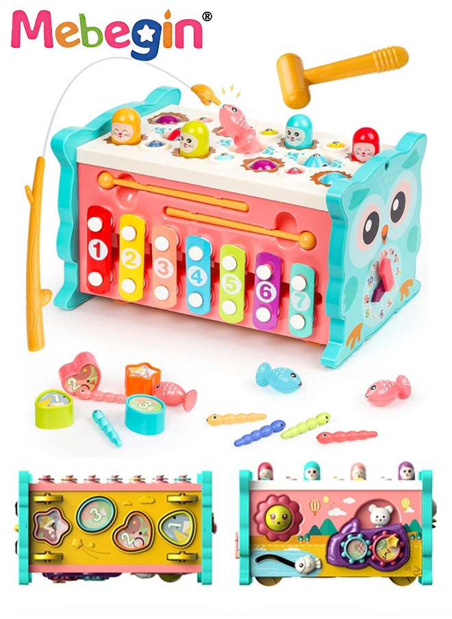 MEBEGIN 8 in 1 Montessori Toys for 1 Year Old, Boy Girl Baby Toys Hammer Pounding Toys, Toddler Toys Age 1-3 with Whack A Mole Fishing Game Xylophone Preschool Learning Toys Birthday Gift  - Image 1