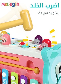 ميبيجين ألعاب الدق التعليمية ألعاب الصيد الحسية Xylophone Shape Sorter Busy Toy 8 in 1 Hexahedron متعددة الوظائف للأطفال الصغار Whack-a-Mole Activity Cube  - Image 5