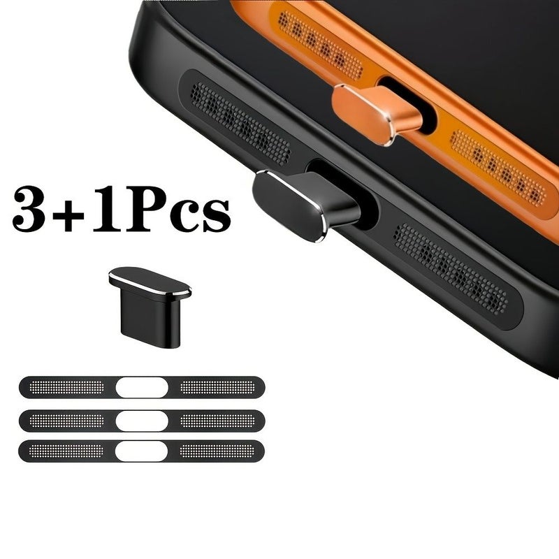 4 قطع سدادة حماية من الغبار من النوع C سوداء لمنفذ الشحن لهاتف iPhone 17 Pro Max Pro - Image 3