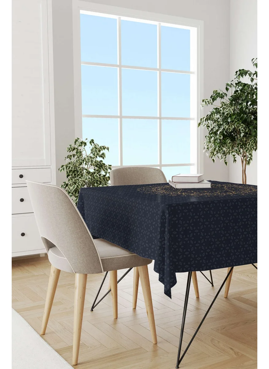 Cango Home Navy Blue Ramadan Themed Motif Patterned Digital Printed Tablecloth CGH1288-MS