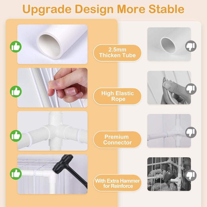 FIOBEE حيوانات محشوة تخزين حديقة حيوانات فايوبى أنبوب PVC سميك منظم تخزين ألعاب الأطفال مع حزام مرن حامل حيوانات محشوة كبير لغرفة الأطفال غرفة اللعب غرفة النوم أثاث التخزين المحشوة أبيض - Image 4