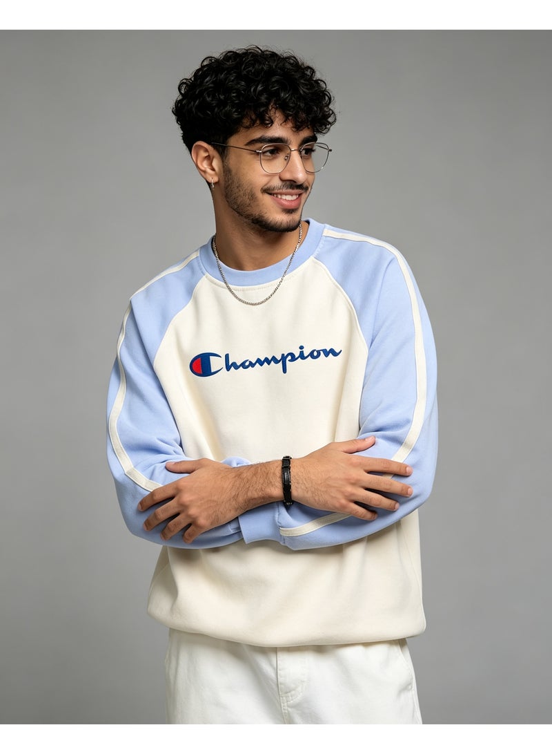 Champion Unisex Raglan Long Sleeve Casual Crew Neck Top, Sky Blue - Image 4
