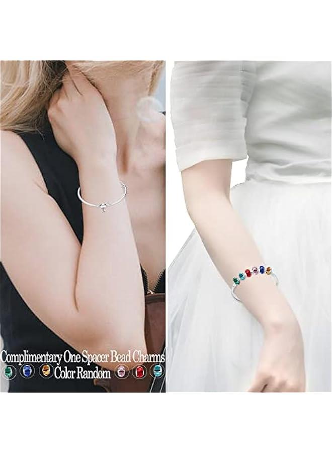 Arabest 925 Sterling Silver Snake Chain Bracelet Glossy Women Charm Bracelets for Mother's Day Gift(With one Spacer Beads)  - Image 3
