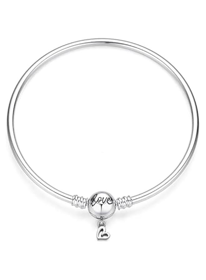Arabest 925 Sterling Silver Snake Chain Bracelet Glossy Women Charm Bracelets for Mother's Day Gift(With one Spacer Beads)  - Image 1