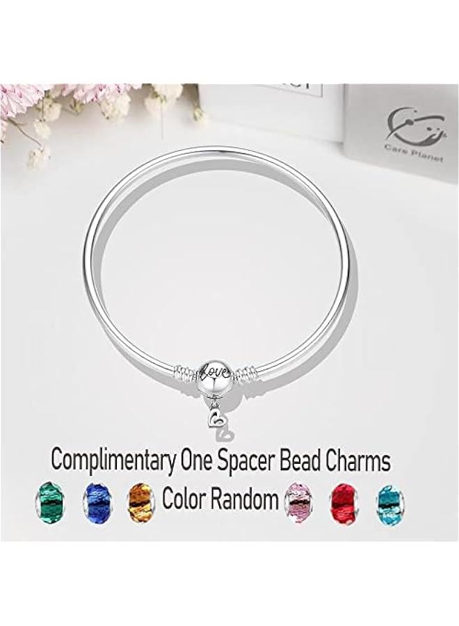Arabest 925 Sterling Silver Snake Chain Bracelet Glossy Women Charm Bracelets for Mother's Day Gift(With one Spacer Beads)  - Image 2