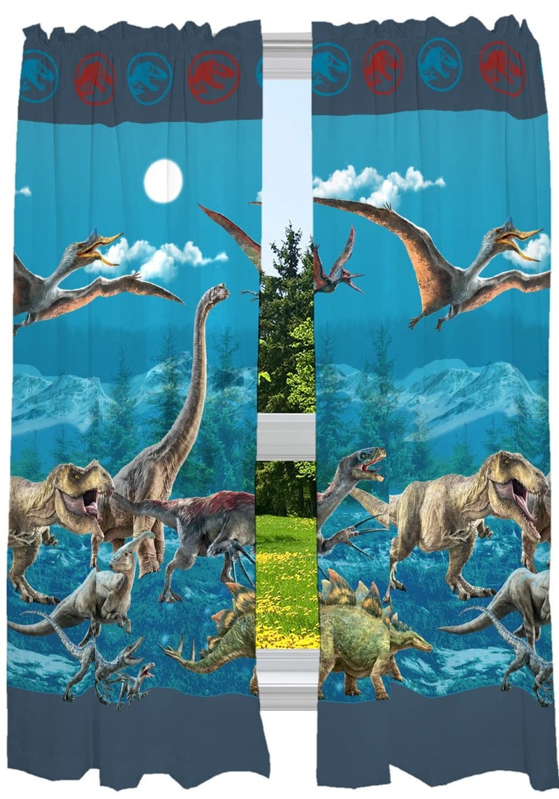 Franco Jurassic World Dominion Kids Room Window Curtain Panels Drapes Set 82 Inches x 63 Inches By Franco 