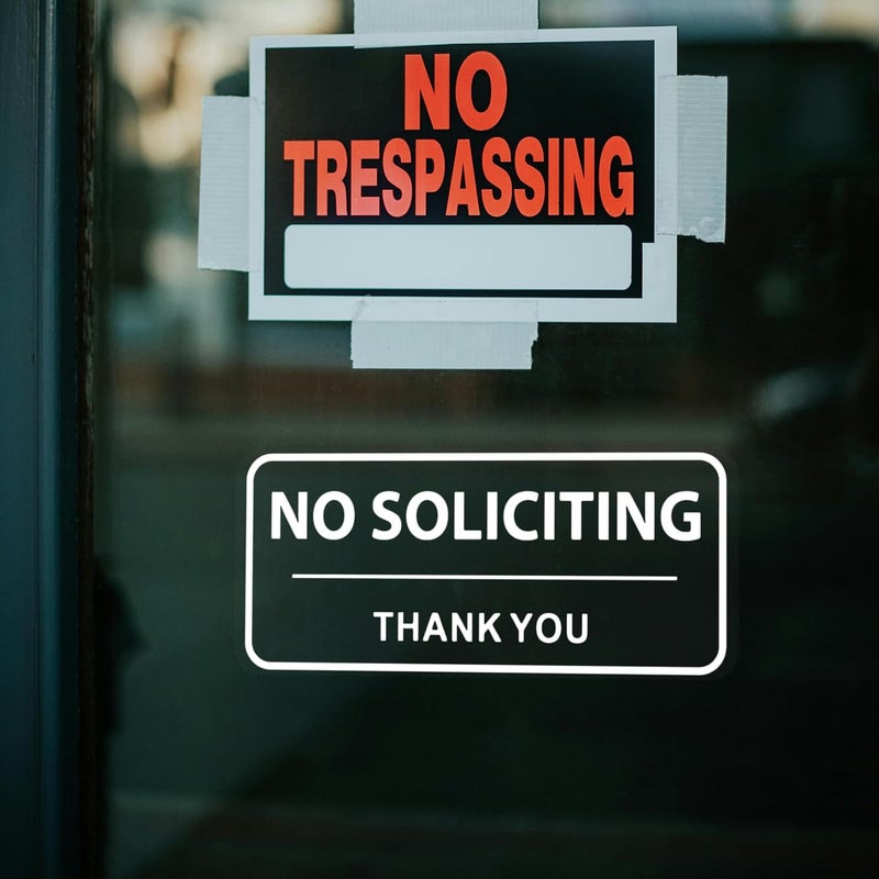SnailGo No Soliciting Sign for House Business Sign 3x7 Inch for Front Door Window Sticker Home Office Waterproof UV Proof Vinyl Transparent Decal 5 Pack - Image 4