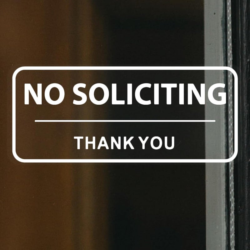 SnailGo No Soliciting Sign for House Business Sign 3x7 Inch for Front Door Window Sticker Home Office Waterproof UV Proof Vinyl Transparent Decal 5 Pack - Image 1