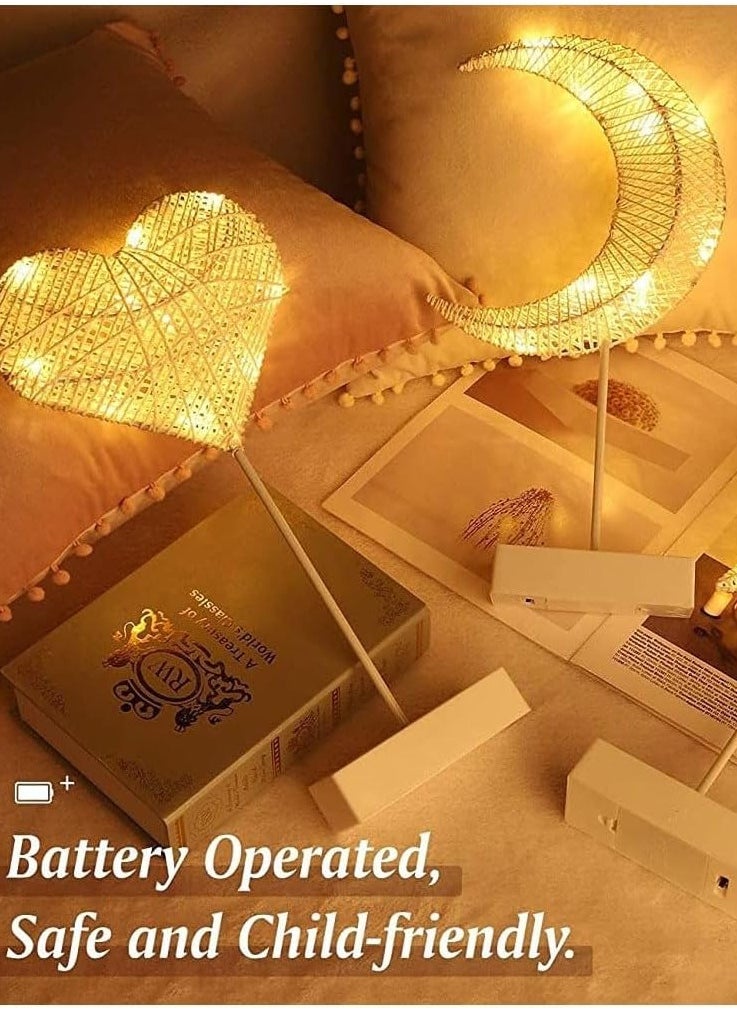 Scrolls Decorative Table Lamp, Battery Powered Moon Shape Ramadan Desk Lamp, Winding Thread Warm LED Crescent Light Home Bedroom Romantic Bedside Desktop Night stand Decoration 39x21x5.5cm  - Image 4