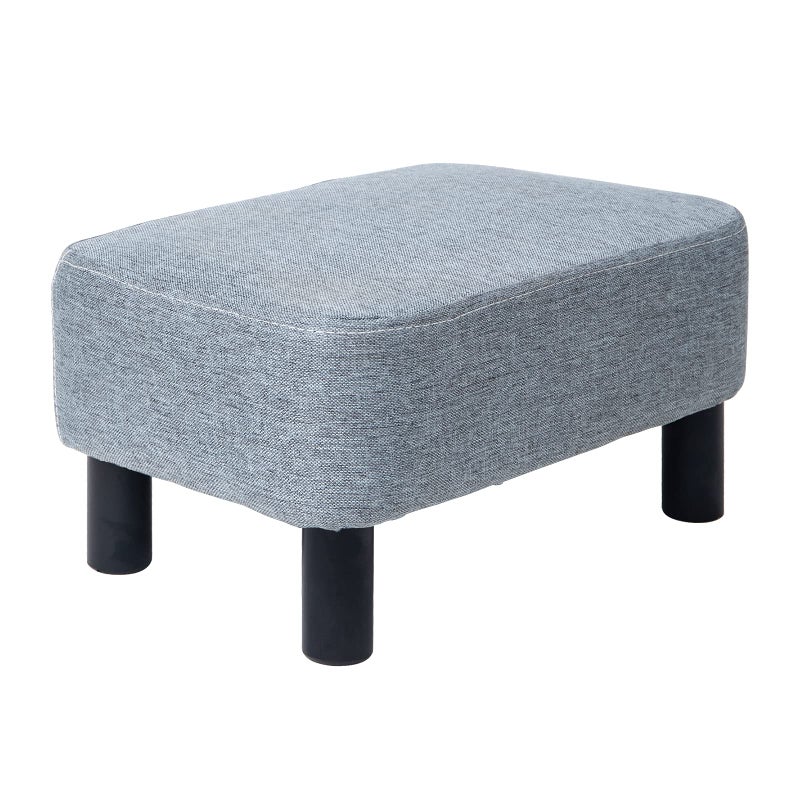 IBUYKE Small Footstool Linen Fabric Pouf Rectangle Ottoman with Padded Seat Pine Wood Legs and Padded Change Shoes Stool for Living Room and Bedroom Light Grey RFBD214D