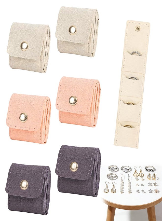 Gaahkai 6 Pack Mini Travel Jewelry Bag Foldable, Multifunctional Travel Jewelry Pouch Organizer, Small Pouches for Earrings Rings Necklaces - Image 1