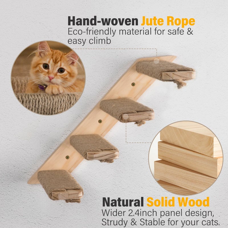 Ewenono 4 Steps Cat Wall Shelves Cat Wall Stairs (Brownish White, 1 Pack 4 Steps, 1) - Image 5