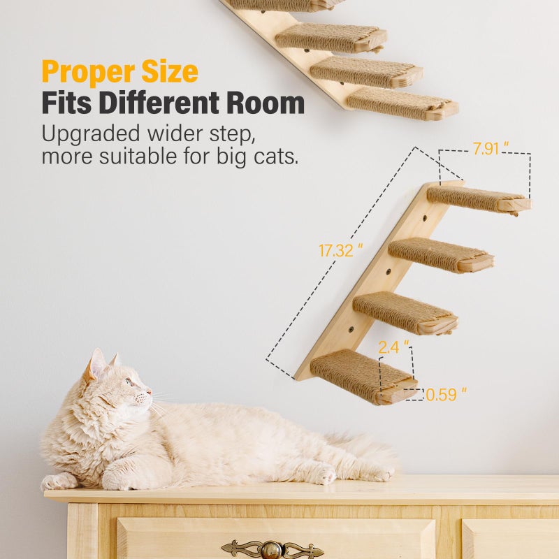 Ewenono 4 Steps Cat Wall Shelves Cat Wall Stairs (Brownish White, 1 Pack 4 Steps, 1) - Image 4
