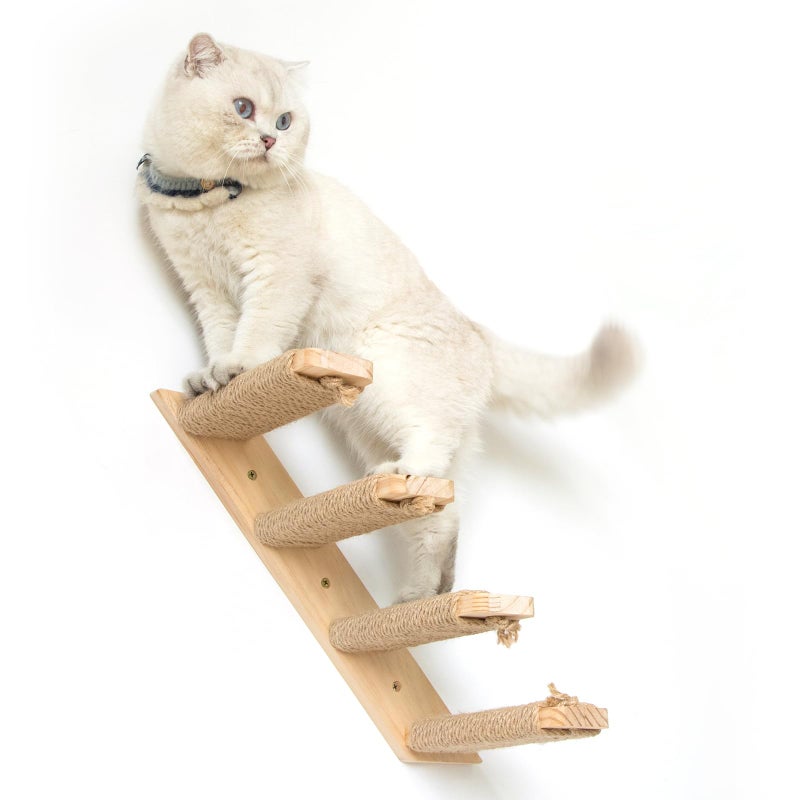Ewenono 4 Steps Cat Wall Shelves Cat Wall Stairs (Brownish White, 1 Pack 4 Steps, 1) - Image 2
