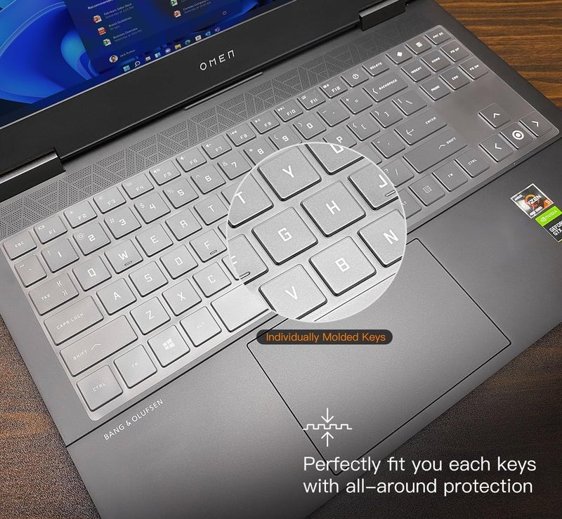 CASOSHIELD Keyboard Cover Skin Compatible for HP OMEN 16.1" 16t-wf000 16-wf0097nr 16-wd0063dx 16z-xf000 16-xf0033dx 16-xf0087nr 16z-xd000 16-xf0087nr, HP OMEN 16-u0097nr 16t-u000 (Clear) - Image 5