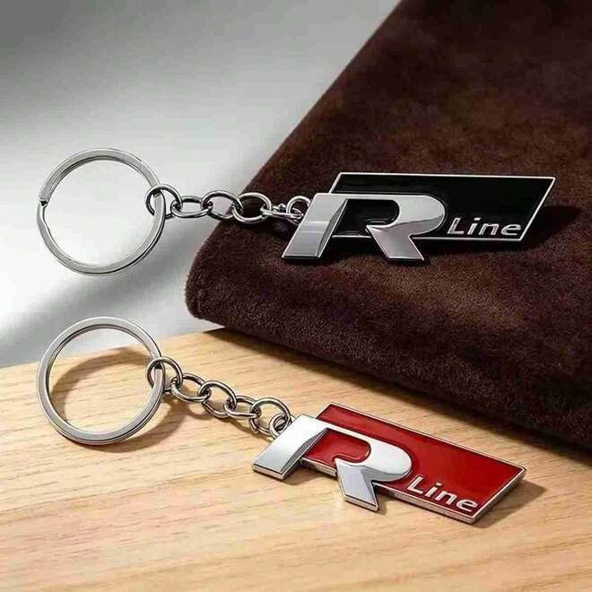Metal Car Keychain Suitable For Rline R Line Jetta Passat Touareg Golf Beetle Scirocco Tiguan POLO CC Key Ring Pendant