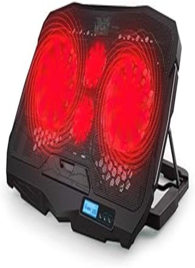 Generic aRiamoon Laptop Cooler Red LED Light 4 Quiet Laptop Cooling Fan 2 USB Ports Lap Desk Air Cooling Pad with LCD Display Notebook Cooler Stand for 10"-15.6" PC 
