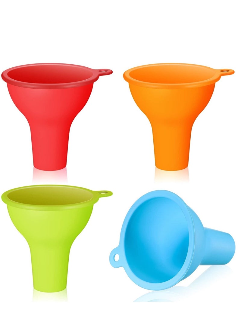 KASTWAVE قُمع سيليكون، 4 قطع قُمع ذو فم واسع، قُمع مرن للتوابل، قُمع صلصة، مجموعة قُمُع تعليب للمنزل والمطعم والمطبخ، زجاجات عصر، برطمانات، علب، 8 × 2.5 سم (4 ألوان) - Image 1