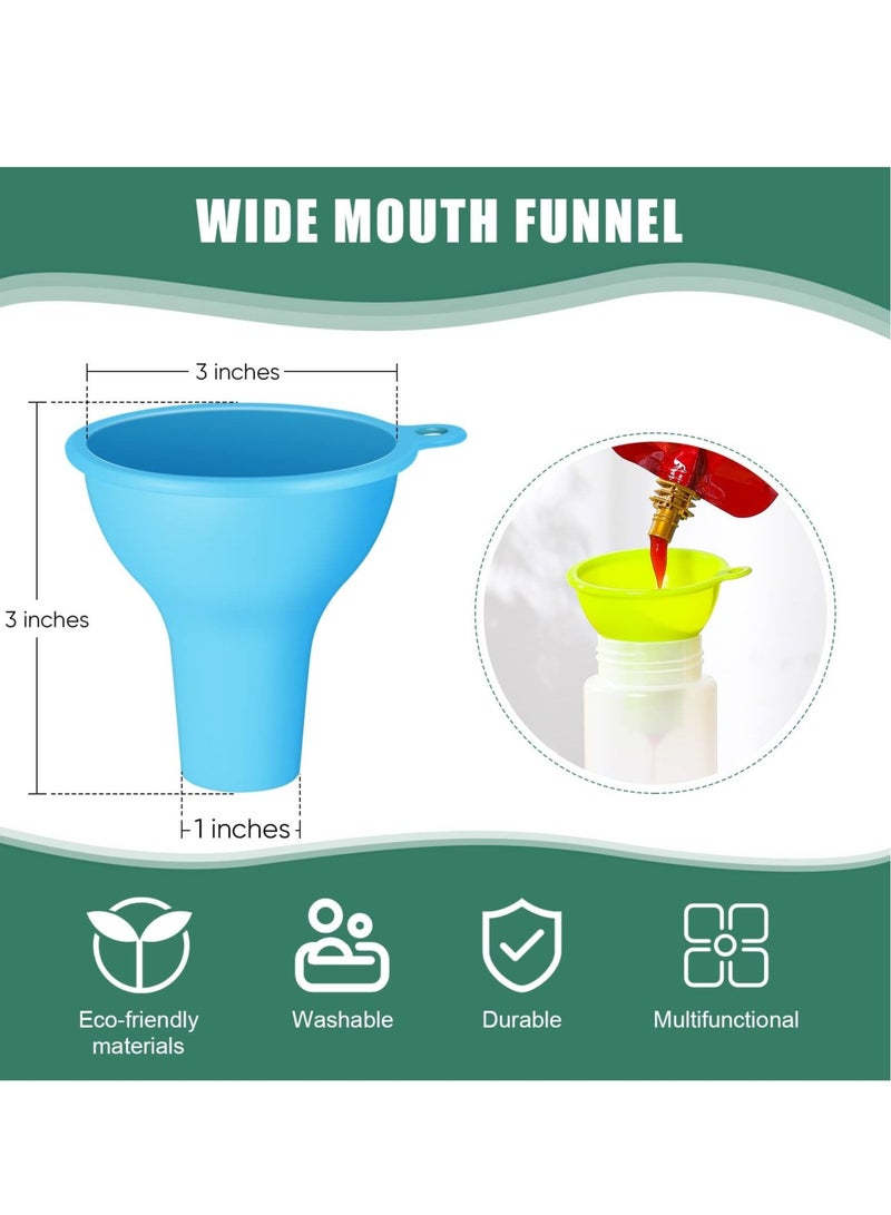 KASTWAVE قُمع سيليكون، 4 قطع قُمع ذو فم واسع، قُمع مرن للتوابل، قُمع صلصة، مجموعة قُمُع تعليب للمنزل والمطعم والمطبخ، زجاجات عصر، برطمانات، علب، 8 × 2.5 سم (4 ألوان) - Image 5