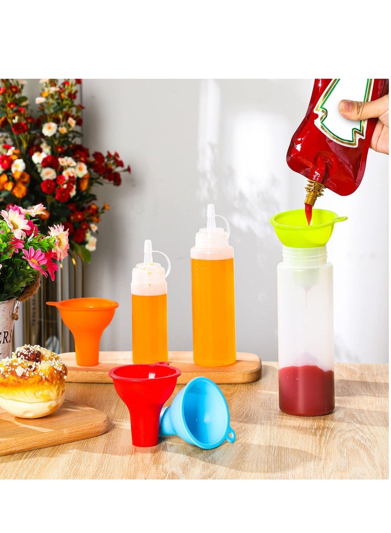 KASTWAVE قُمع سيليكون، 4 قطع قُمع ذو فم واسع، قُمع مرن للتوابل، قُمع صلصة، مجموعة قُمُع تعليب للمنزل والمطعم والمطبخ، زجاجات عصر، برطمانات، علب، 8 × 2.5 سم (4 ألوان) - Image 4