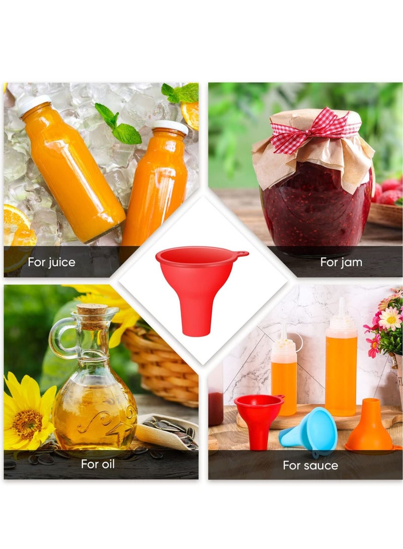 KASTWAVE قُمع سيليكون، 4 قطع قُمع ذو فم واسع، قُمع مرن للتوابل، قُمع صلصة، مجموعة قُمُع تعليب للمنزل والمطعم والمطبخ، زجاجات عصر، برطمانات، علب، 8 × 2.5 سم (4 ألوان) - Image 3
