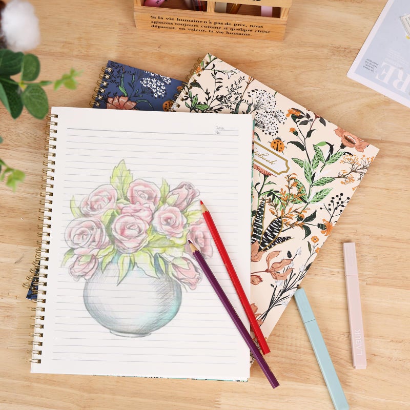 LABUK 3 Pack Spiral Notebook Journal for Women College Ruled Notebook 120 Pages A4 Aesthetic Journaling Notebooks for Work School Office Home, 8.5 x 11 Inches Notebooks for Valentine Gifts - Image 4