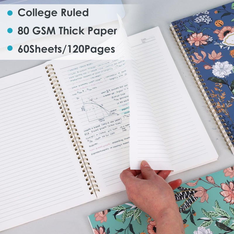 LABUK 3 Pack Spiral Notebook Journal for Women College Ruled Notebook 120 Pages A4 Aesthetic Journaling Notebooks for Work School Office Home, 8.5 x 11 Inches Notebooks for Valentine Gifts - Image 5